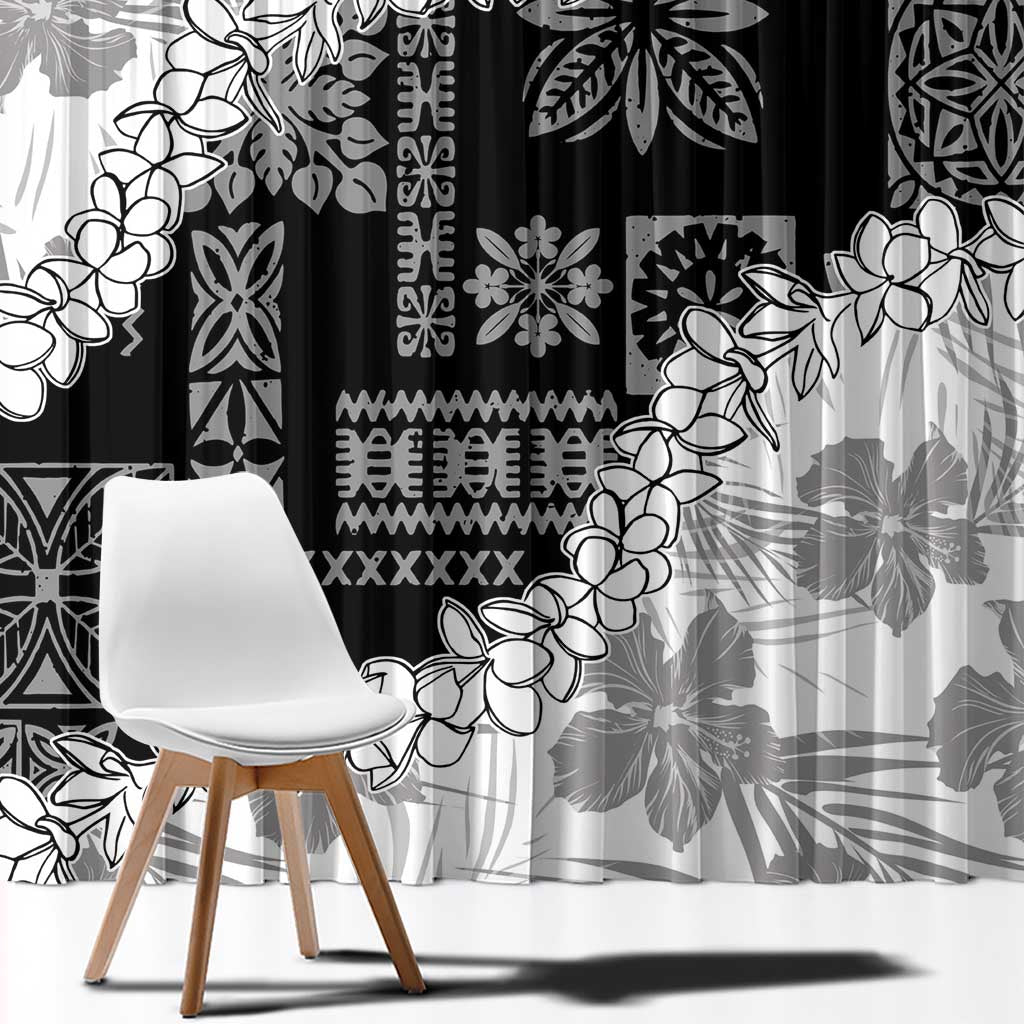 Hawaii Aloha Window Curtain White Quilt Patch Work Mix Plumeria Lei