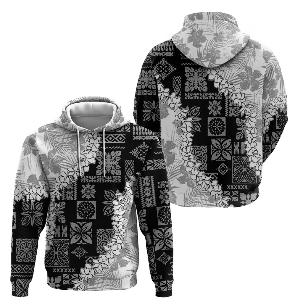 Hawaii Aloha Zip Hoodie White Quilt Patch Work Mix Plumeria Lei