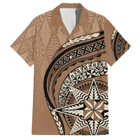 Tonga Ngatu Family Matching Tank Maxi Dress and Hawaiian Shirt Tokelau Classic Motifs LT7 Dad's Shirt - Short Sleeve Brown - Polynesian Pride
