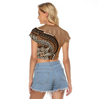 Tonga Ngatu Raglan Cropped T Shirt Tokelau Classic Motifs LT7 - Polynesian Pride