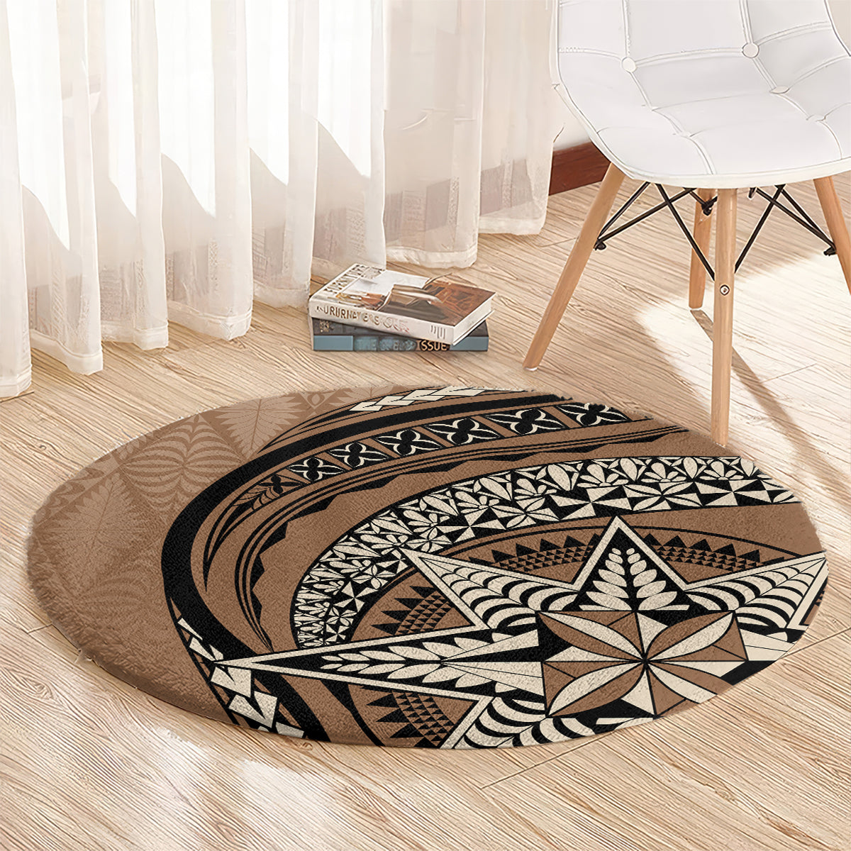 Tonga Ngatu Round Carpet Tokelau Classic Motifs LT7 - Polynesian Pride