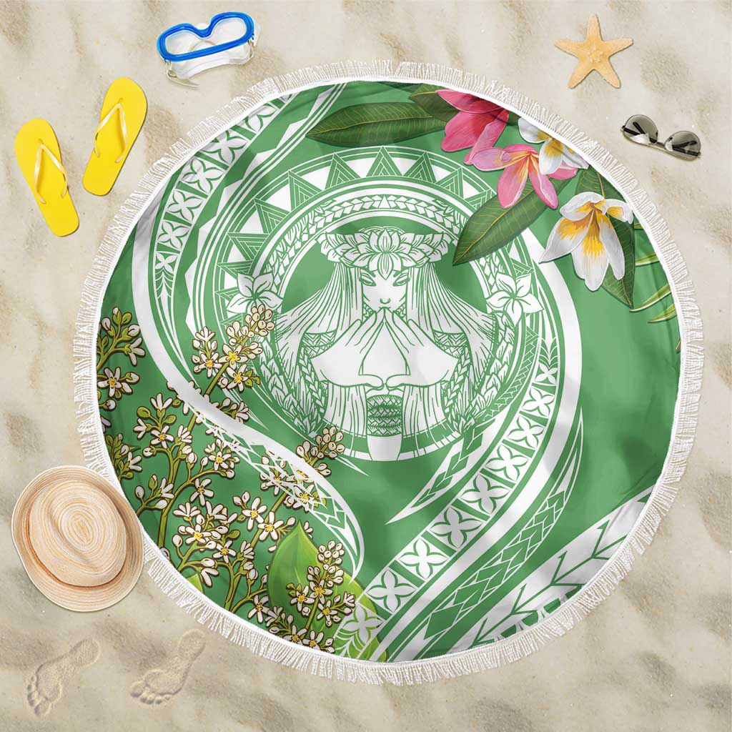 Aloha Molokai Island Beach Blanket Hawaii Pua Kukui LT7 One Size 150cm Green - Polynesian Pride