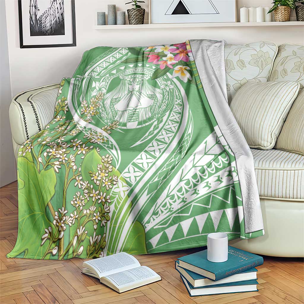 Aloha Molokai Island Blanket Hawaii Pua Kukui LT7 Green - Polynesian Pride