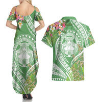 Aloha Molokai Island Couples Matching Summer Maxi Dress and Hawaiian Shirt Hawaii Pua Kukui