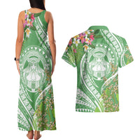 Aloha Molokai Island Couples Matching Tank Maxi Dress and Hawaiian Shirt Hawaii Pua Kukui