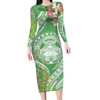 Aloha Molokai Island Family Matching Long Sleeve Bodycon Dress and Hawaiian Shirt Hawaii Pua Kukui