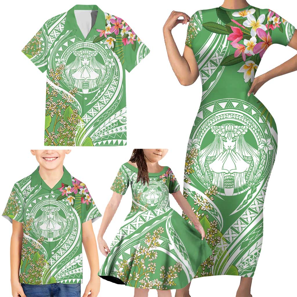 Aloha Molokai Island Family Matching Short Sleeve Bodycon Dress and Hawaiian Shirt Hawaii Pua Kukui
