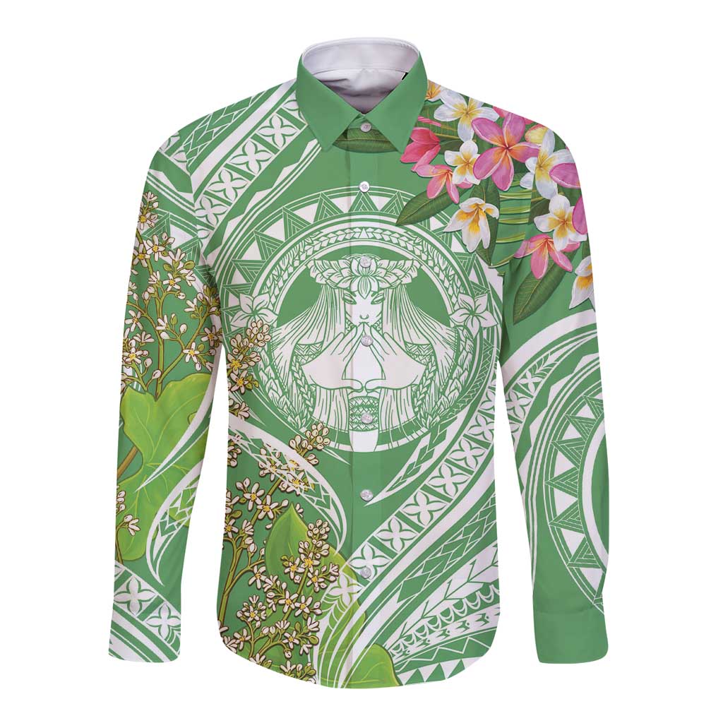 Aloha Molokai Island Long Sleeve Button Shirt Hawaii Pua Kukui LT7 Unisex Green - Polynesian Pride