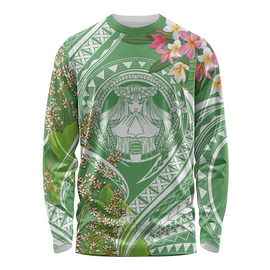 Aloha Molokai Island Long Sleeve Shirt Hawaii Pua Kukui LT7 Unisex Green - Polynesian Pride