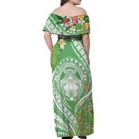 Aloha Molokai Island Off Shoulder Maxi Dress Hawaii Pua Kukui