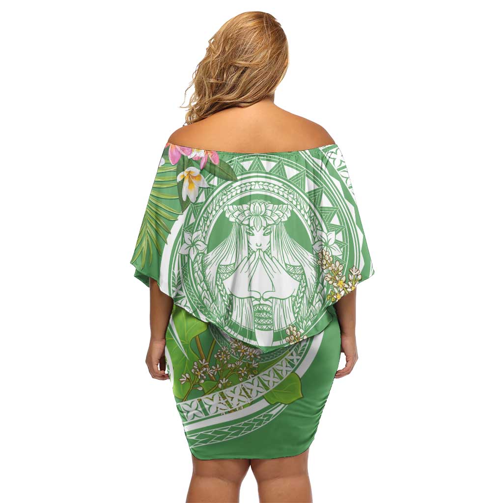Aloha Molokai Island Off Shoulder Short Dress Hawaii Pua Kukui LT7 - Polynesian Pride