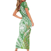 Aloha Molokai Island Short Sleeve Bodycon Dress Hawaii Pua Kukui