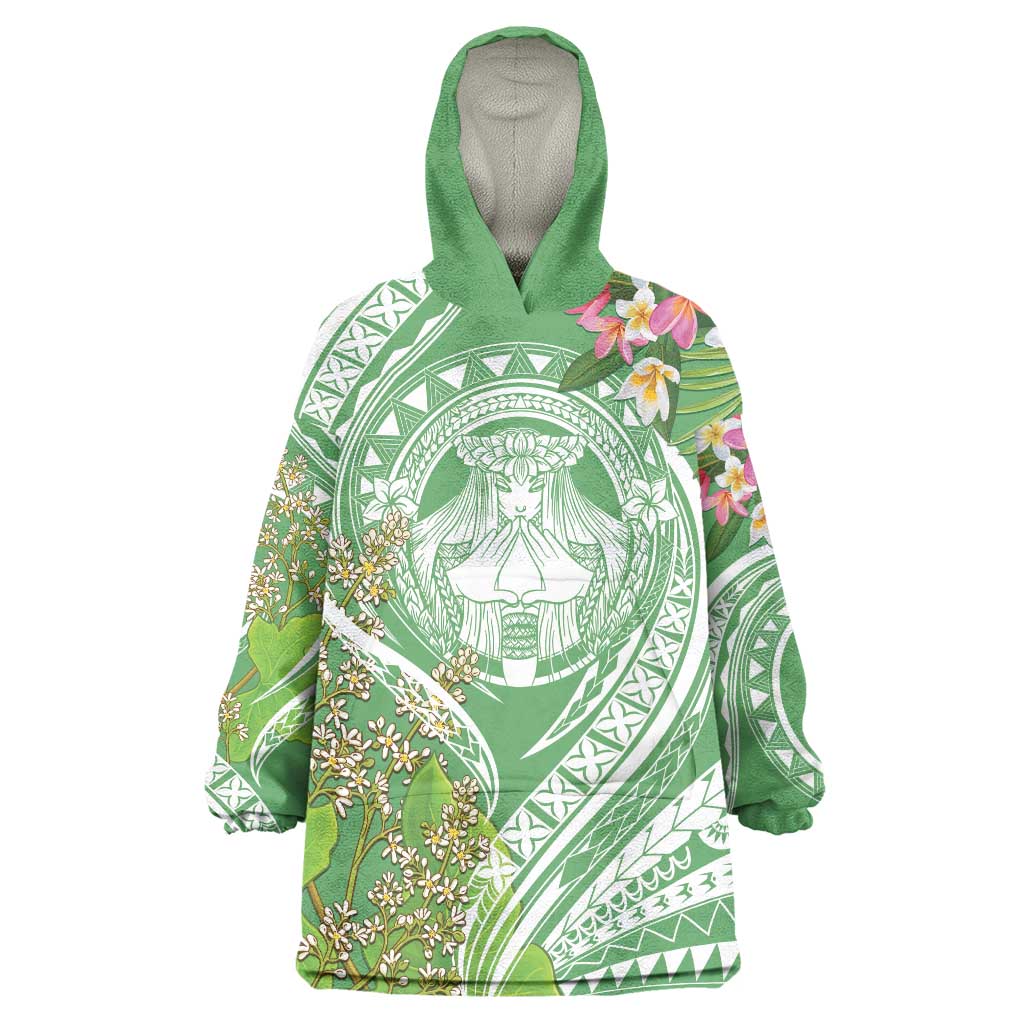 Aloha Molokai Island Wearable Blanket Hoodie Hawaii Pua Kukui LT7 One Size Green - Polynesian Pride