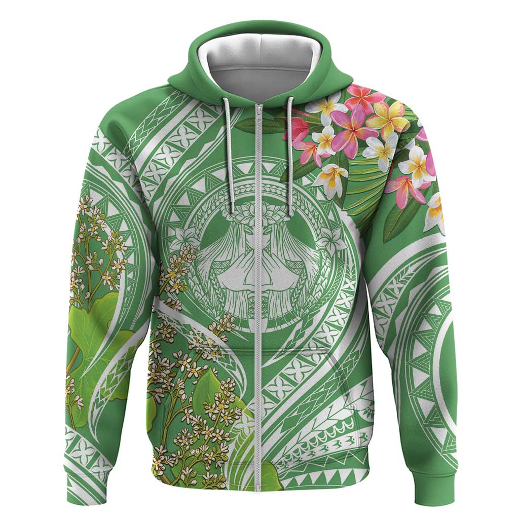 Aloha Molokai Island Zip Hoodie Hawaii Pua Kukui LT7 Zip Hoodie Green - Polynesian Pride
