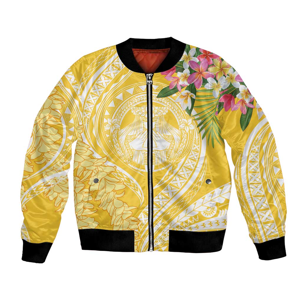 Aloha Hawaii Oahu Bomber Jacket Wahine with Ilima Lei LT7 Unisex Yellow - Polynesian Pride