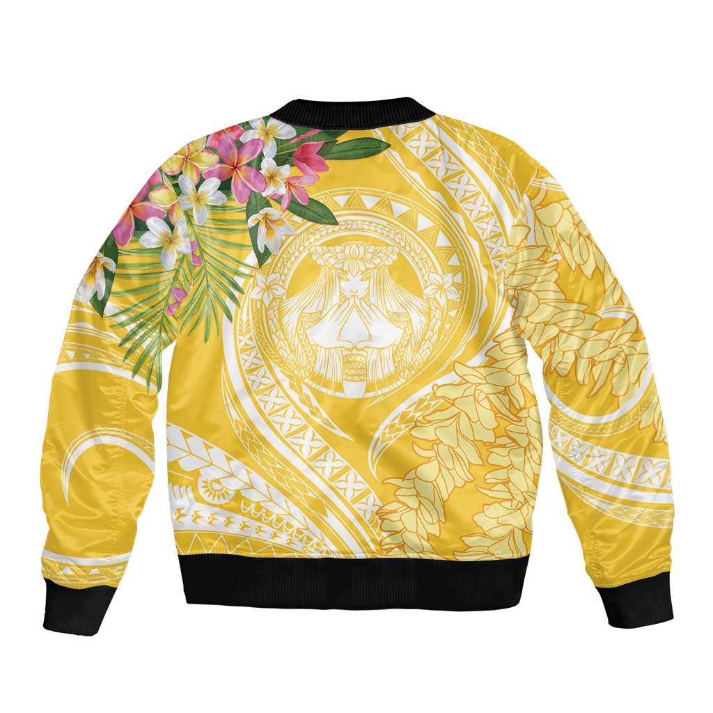 Aloha Hawaii Oahu Bomber Jacket Wahine with Ilima Lei LT7 - Polynesian Pride