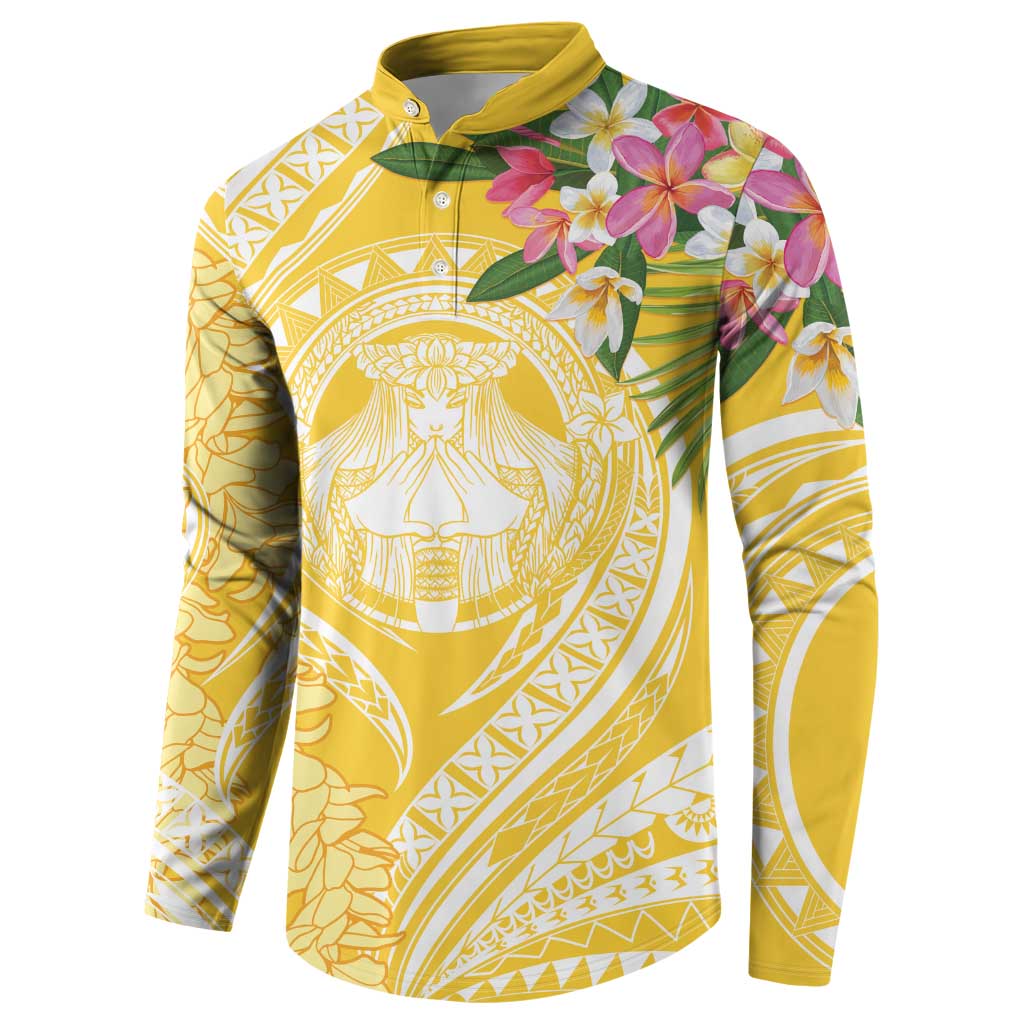 Aloha Hawaii Oahu Button Sweatshirt Wahine with Ilima Lei LT7 - Polynesian Pride