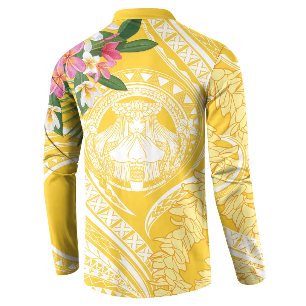 Aloha Hawaii Oahu Button Sweatshirt Wahine with Ilima Lei LT7 - Polynesian Pride