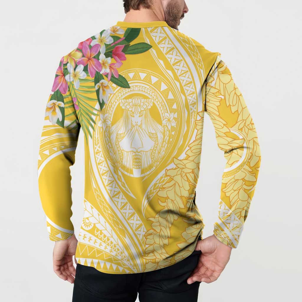 Aloha Hawaii Oahu Button Sweatshirt Wahine with Ilima Lei LT7 - Polynesian Pride