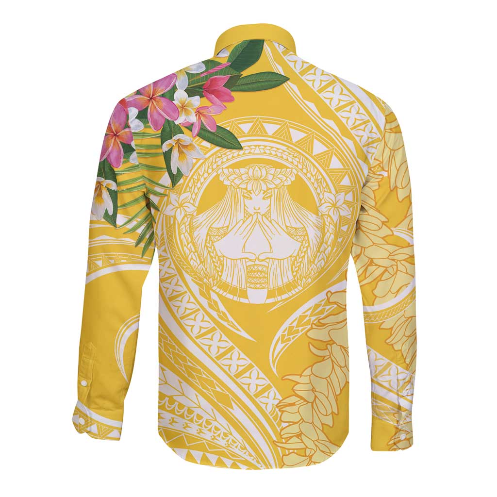 Aloha Hawaii Oahu Long Sleeve Button Shirt Wahine with Ilima Lei LT7 - Polynesian Pride