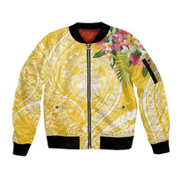 Aloha Hawaii Oahu Sleeve Zip Bomber Jacket Wahine with Ilima Lei LT7 Unisex Yellow - Polynesian Pride