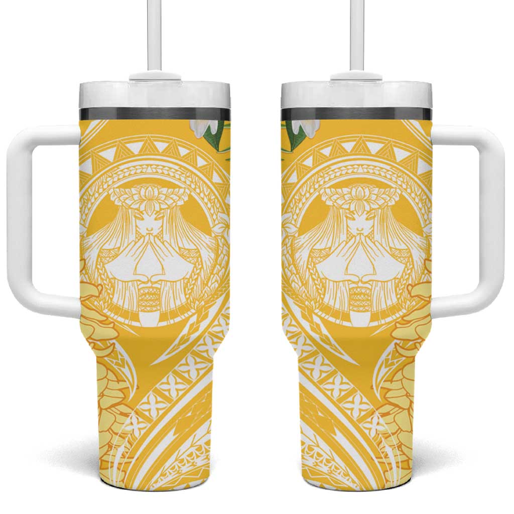 Aloha Hawaii Oahu Tumbler With Handle Wahine with Ilima Lei