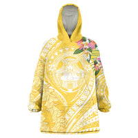 Aloha Hawaii Oahu Wearable Blanket Hoodie Wahine with Ilima Lei LT7 One Size Yellow - Polynesian Pride