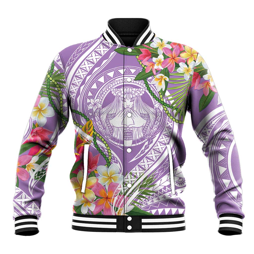 Aloha Hawaii Kauai Baseball Jacket Frangipani Mix Mokihana Lei