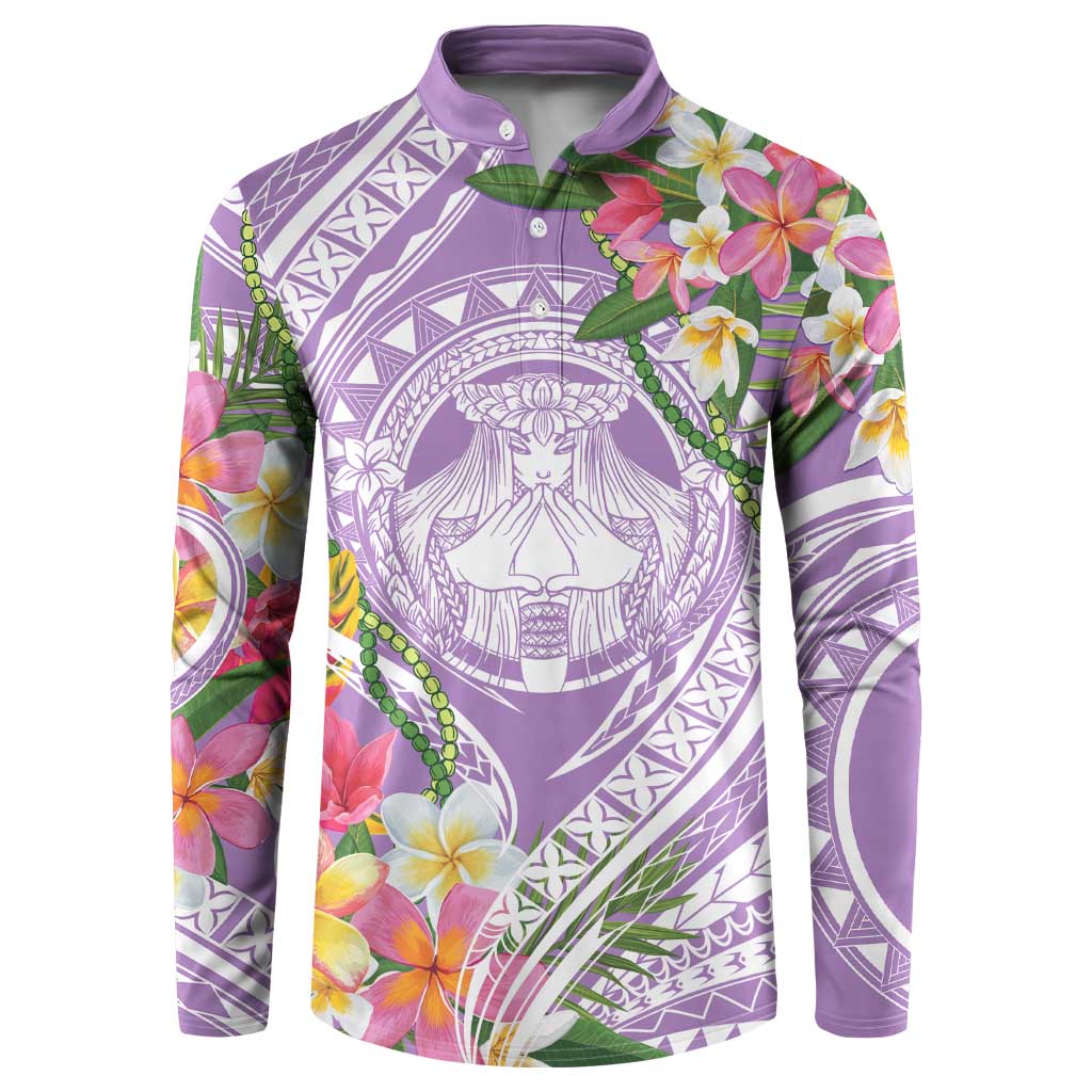 Aloha Hawaii Kauai Button Sweatshirt Frangipani Mix Mokihana Lei LT7 Purple - Polynesian Pride