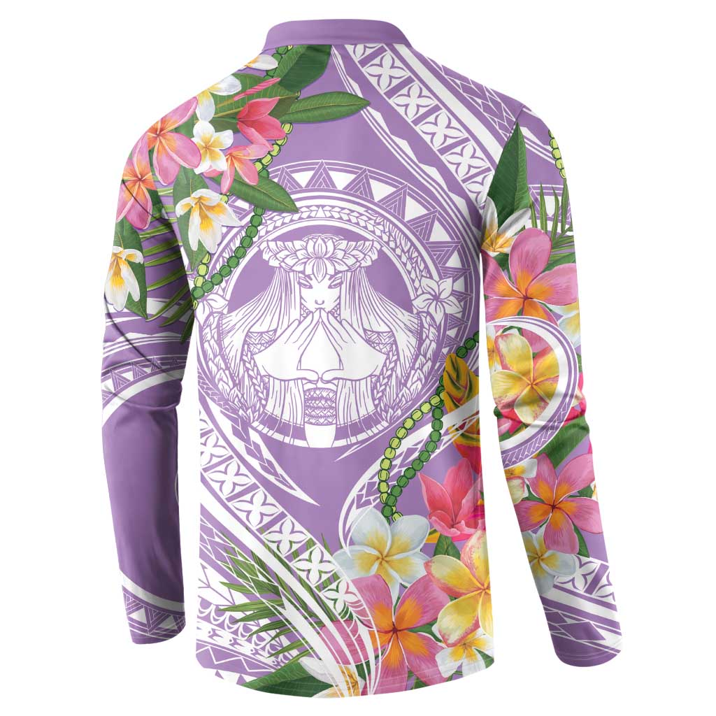 Aloha Hawaii Kauai Button Sweatshirt Frangipani Mix Mokihana Lei LT7 - Polynesian Pride