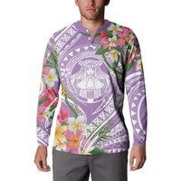 Aloha Hawaii Kauai Button Sweatshirt Frangipani Mix Mokihana Lei LT7 - Polynesian Pride