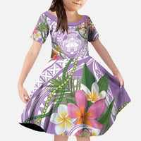 Aloha Hawaii Kauai Family Matching Off The Shoulder Long Sleeve Dress and Hawaiian Shirt Frangipani Mix Mokihana Lei LT7 - Polynesian Pride