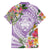 Aloha Hawaii Kauai Family Matching Off The Shoulder Long Sleeve Dress and Hawaiian Shirt Frangipani Mix Mokihana Lei