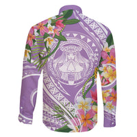 Aloha Hawaii Kauai Family Matching Off The Shoulder Long Sleeve Dress and Hawaiian Shirt Frangipani Mix Mokihana Lei LT7 - Polynesian Pride