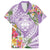 Aloha Hawaii Kauai Family Matching Off Shoulder Short Dress and Hawaiian Shirt Frangipani Mix Mokihana Lei