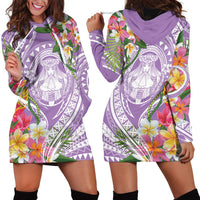 Aloha Hawaii Kauai Hoodie Dress Frangipani Mix Mokihana Lei