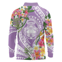 Aloha Hawaii Kauai Long Sleeve Polo Shirt Frangipani Mix Mokihana Lei