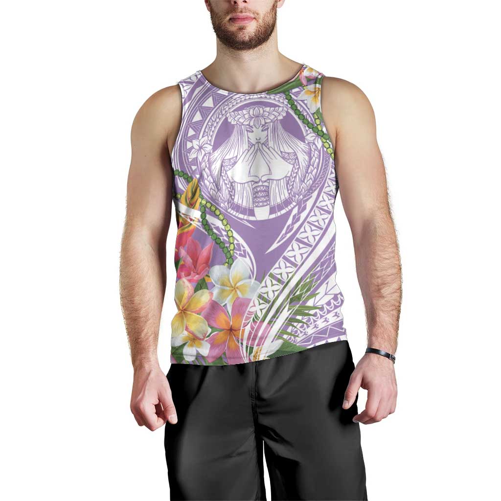 Aloha Hawaii Kauai Men Tank Top Frangipani Mix Mokihana Lei LT7 - Polynesian Pride