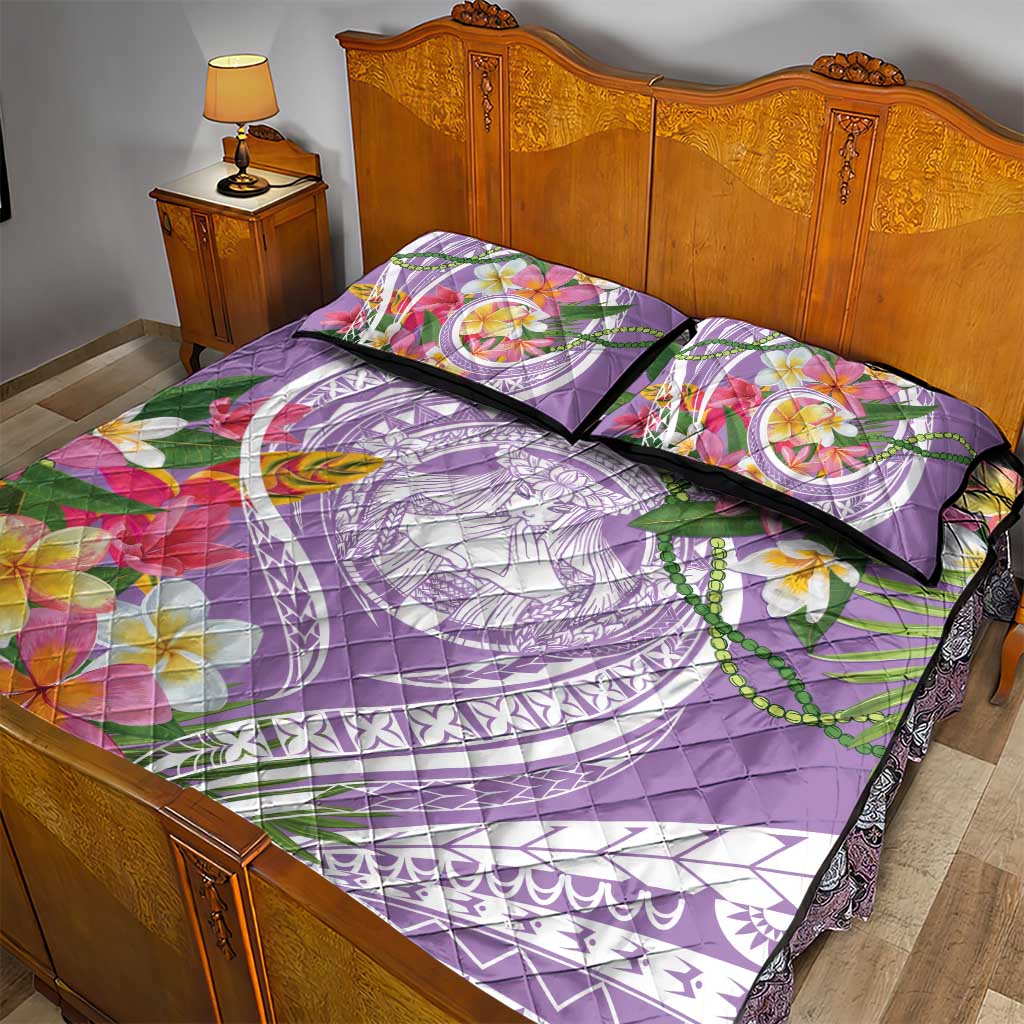 Aloha Hawaii Kauai Quilt Bed Set Frangipani Mix Mokihana Lei