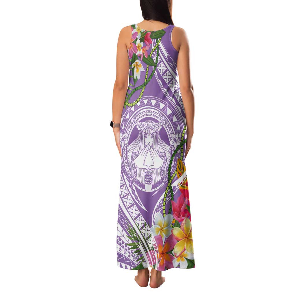 Aloha Hawaii Kauai Tank Maxi Dress Frangipani Mix Mokihana Lei LT7 - Polynesian Pride