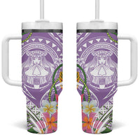 Aloha Hawaii Kauai Tumbler With Handle Frangipani Mix Mokihana Lei