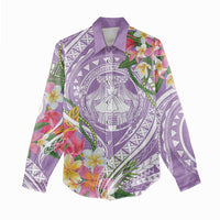 Aloha Hawaii Kauai Women Casual Shirt Frangipani Mix Mokihana Lei