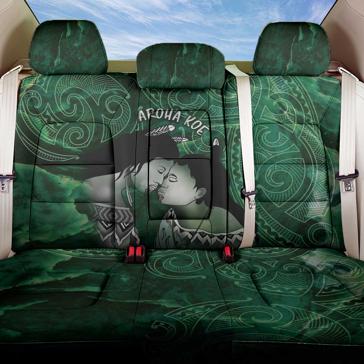 New Zealand Aroha Koe Mama Back Car Seat Cover Maori Hongi - Pounamu