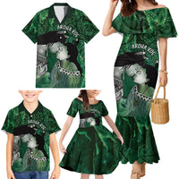 New Zealand Aroha Koe Mama Family Matching Mermaid Dress and Hawaiian Shirt Maori Hongi - Pounamu