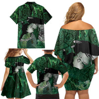 New Zealand Aroha Koe Mama Family Matching Off Shoulder Short Dress and Hawaiian Shirt Maori Hongi - Pounamu