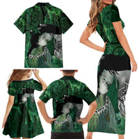 New Zealand Aroha Koe Mama Family Matching Short Sleeve Bodycon Dress and Hawaiian Shirt Maori Hongi - Pounamu