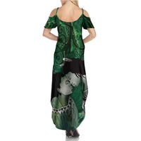 New Zealand Aroha Koe Mama Family Matching Summer Maxi Dress and Hawaiian Shirt Maori Hongi - Pounamu