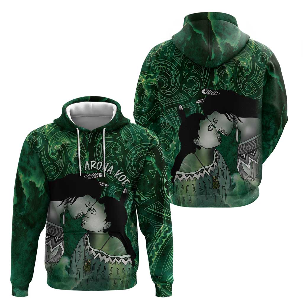 New Zealand Aroha Koe Mama Hoodie Maori Hongi - Pounamu