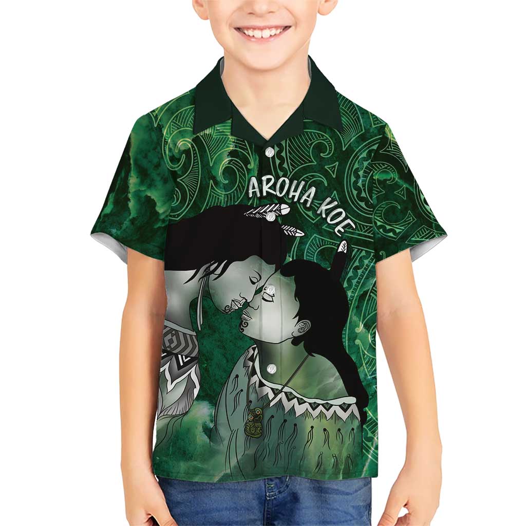 New Zealand Aroha Koe Mama Kid Hawaiian Shirt Maori Hongi - Pounamu
