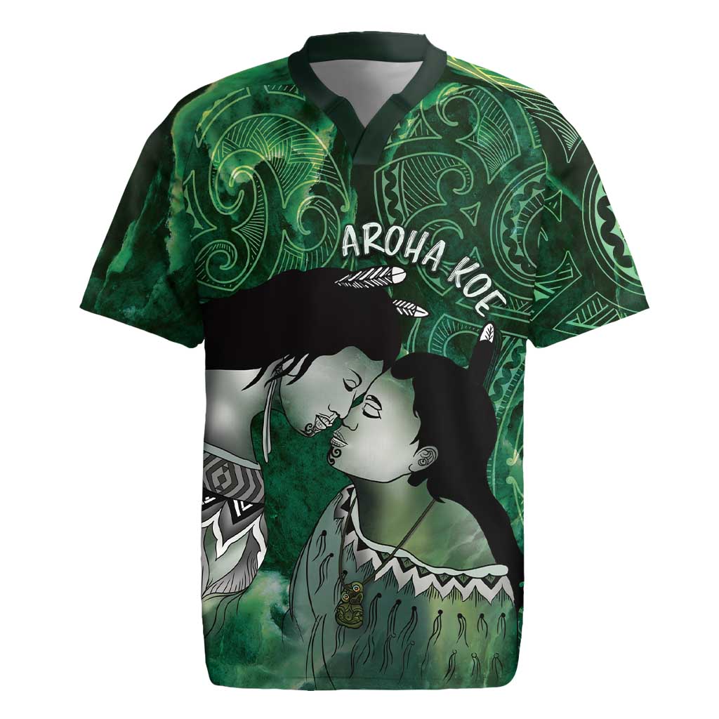 New Zealand Aroha Koe Mama Rugby Jersey Maori Hongi - Pounamu